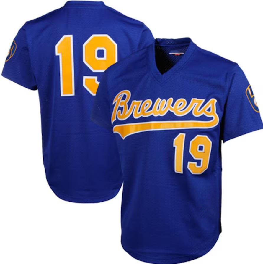 Milwaukee Brewers #19 Robin Yount Royal Cooperstown Mesh Batting Practice Jersey Baseball Jerseys