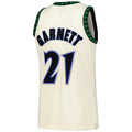 M.Timberwolves #21 Kevin Garnett Chainstitch Swingman Jersey - Cream Stitched American Basketball Jersey