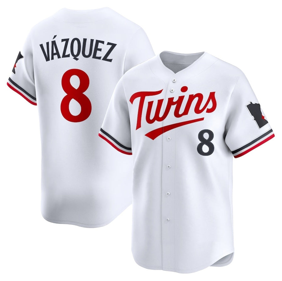 Minnesota Twins #8 Christian Vzquez Home Limited Jersey - White Stitched Baseball Jersey