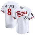 Minnesota Twins #8 Christian Vzquez Home Limited Jersey - White Stitched Baseball Jersey