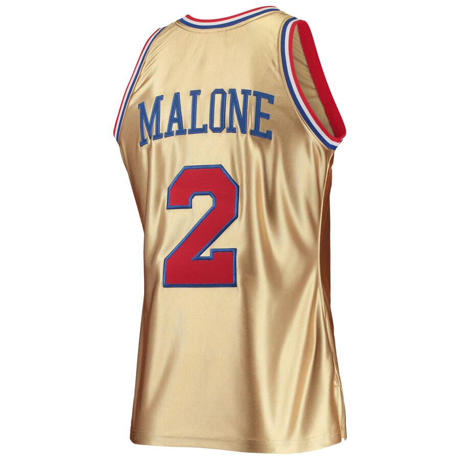 PH.76ers #2 Moses Malone 75th Anniversary 1982-83 Hardwood Classics Swingman Jersey - Gold Stitched American Basketball Jersey