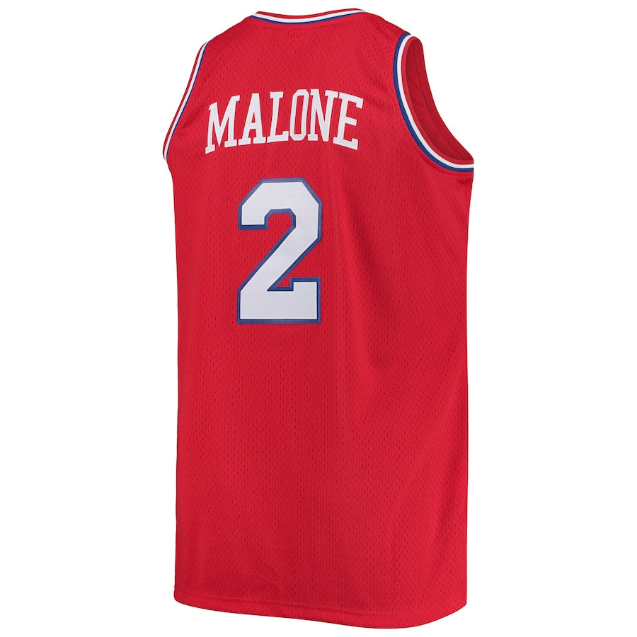 PH.76ers #2 Moses Malone Big & Tall Hardwood Classics Jersey Red Stitched American Basketball Jersey