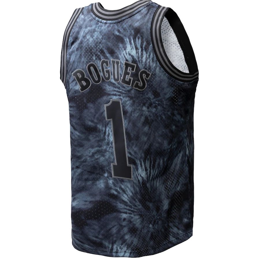 C.Hornets #1 Muggsy Bogues Unisex Hardwood Classics 1992-93 Tie-Dye Swingman Jersey Black Stitched American Basketball Jersey