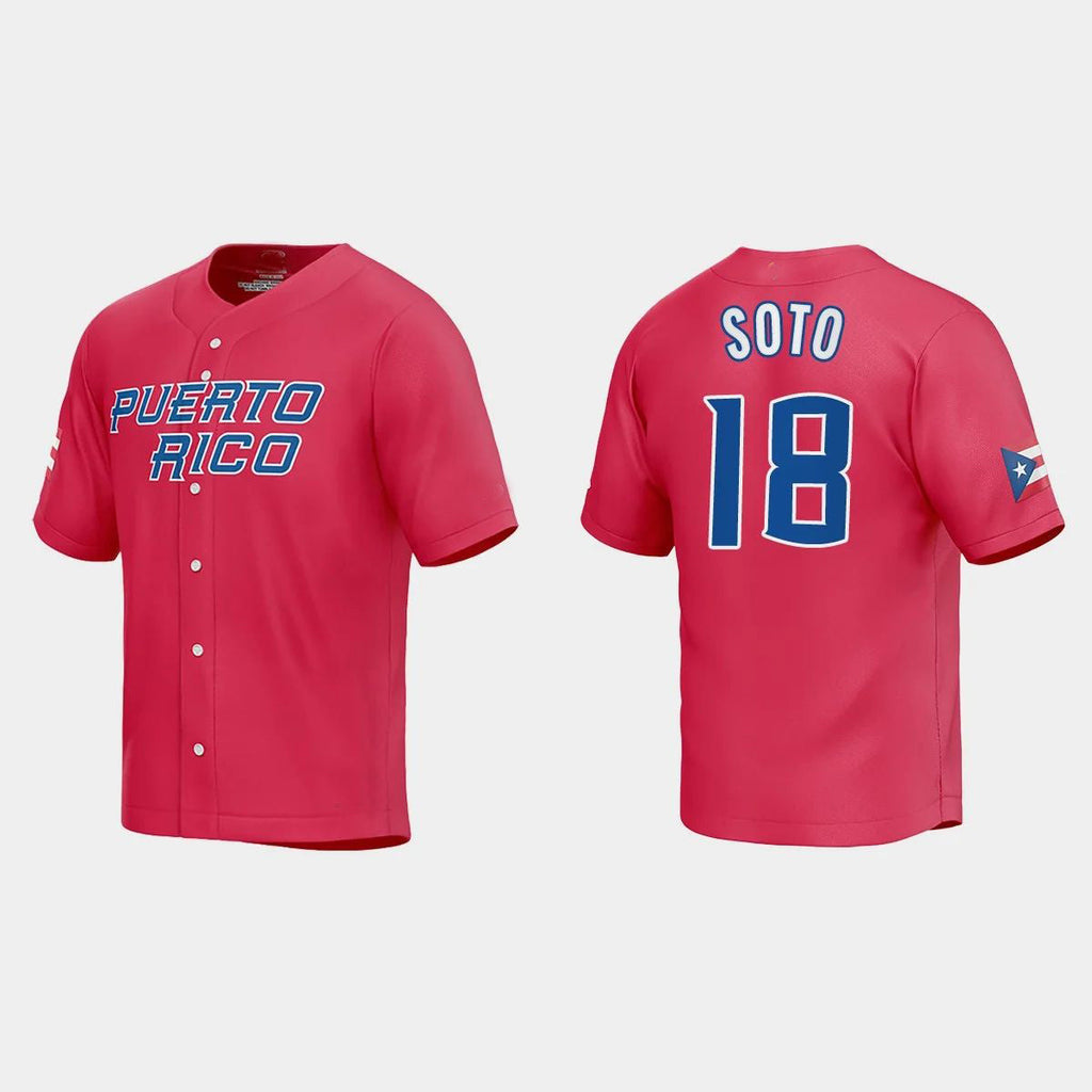 #18 NEFTALI SOTO PUERTO RICO BASEBALL 2023 WORLD BASEBALL CLASSIC JERSEYC RED Stitches Baseball Jerseys