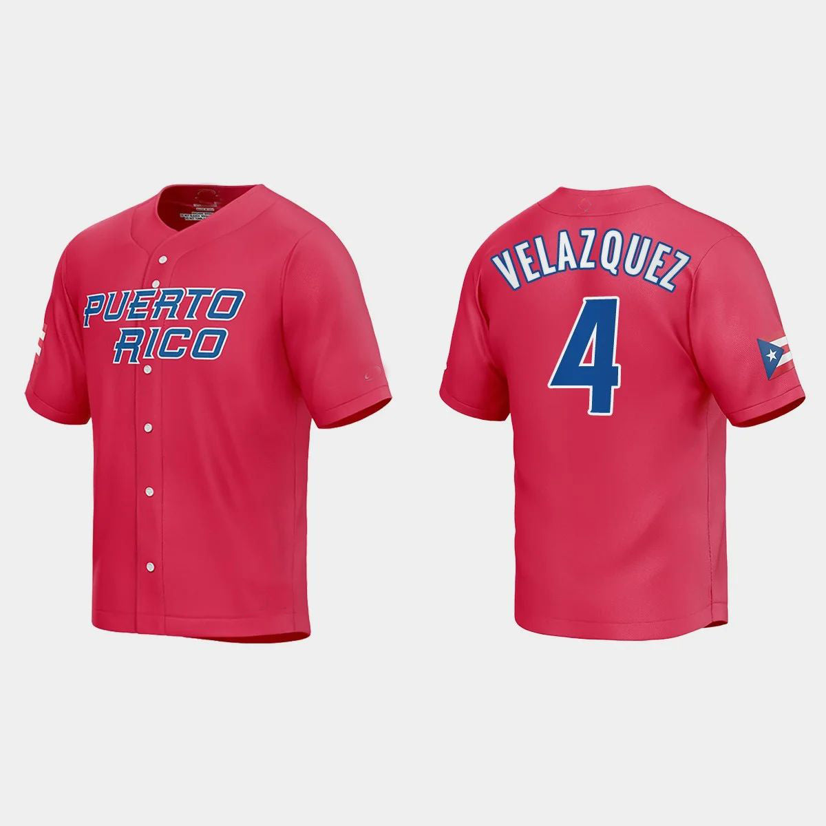 #4 NELSON VELAZQUEZ PUERTO RICO BASEBALL 2023 WORLD BASEBALL CLASSIC JERSEYC RED Stitches Baseball Jerseys