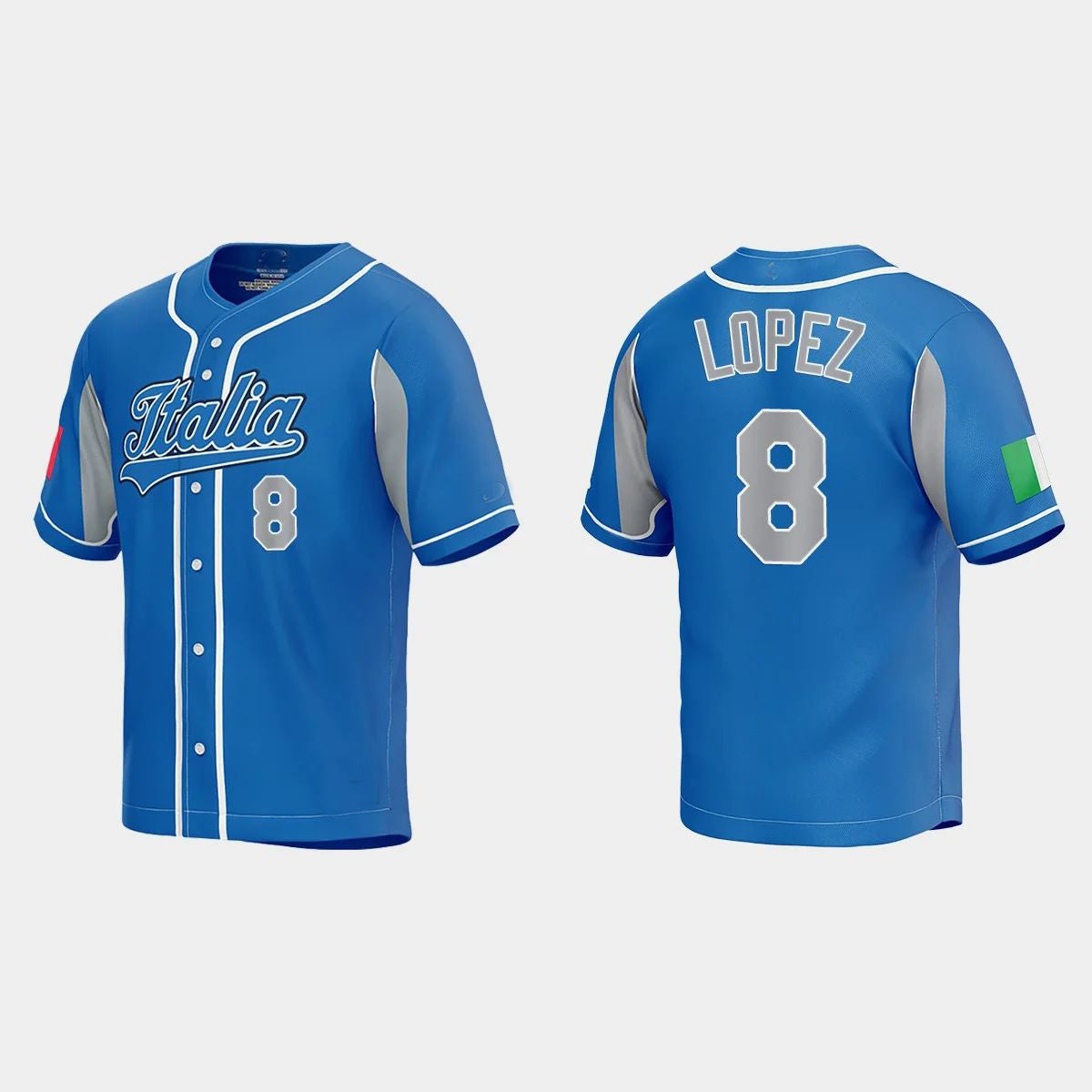 #8 NICKY LOPEZ ITALY BASEBALL 2023 WORLD BASEBALL CLASSIC JERSEYC ROYAL Stitches Baseball Jerseys