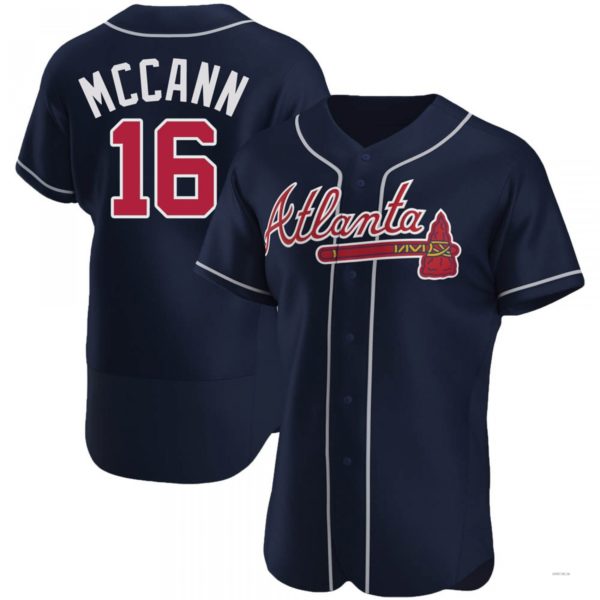 Atlanta Braves #16 Brian McCann Navy Alternate Jersey Stitches Baseball Jerseys