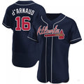 Atlanta Braves #16 Travis dArnaud Navy Alternate Jersey Stitches Baseball Jerseys
