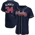 Atlanta Braves #34 Abcneam Almonte Navy Alternate Jersey Stitches Baseball Jerseys