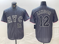 New York Mets #12 Francisco Lindor Number Grey 2024 City Connect Cool Base Stitched Baseball Jerseys