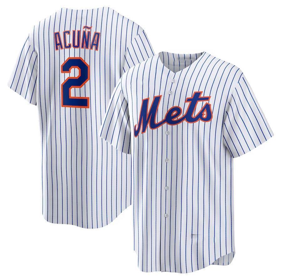New York Mets #2 Luisangel Acua Home Replica Player Jersey - White Stitched Baseball Jersey