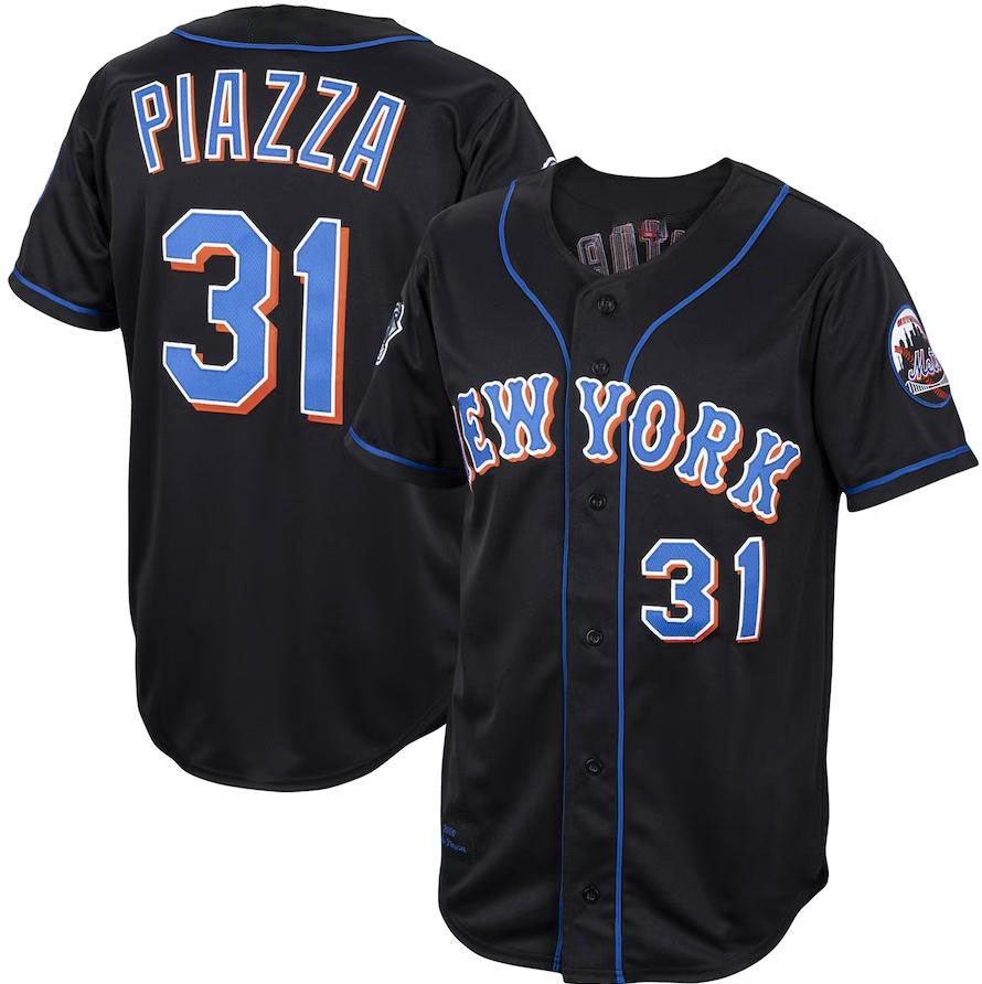 New York Mets #31 Mike Piazza Black Alternate 2000 Cooperstown Collection Authentic Jersey Baseball Jerseys