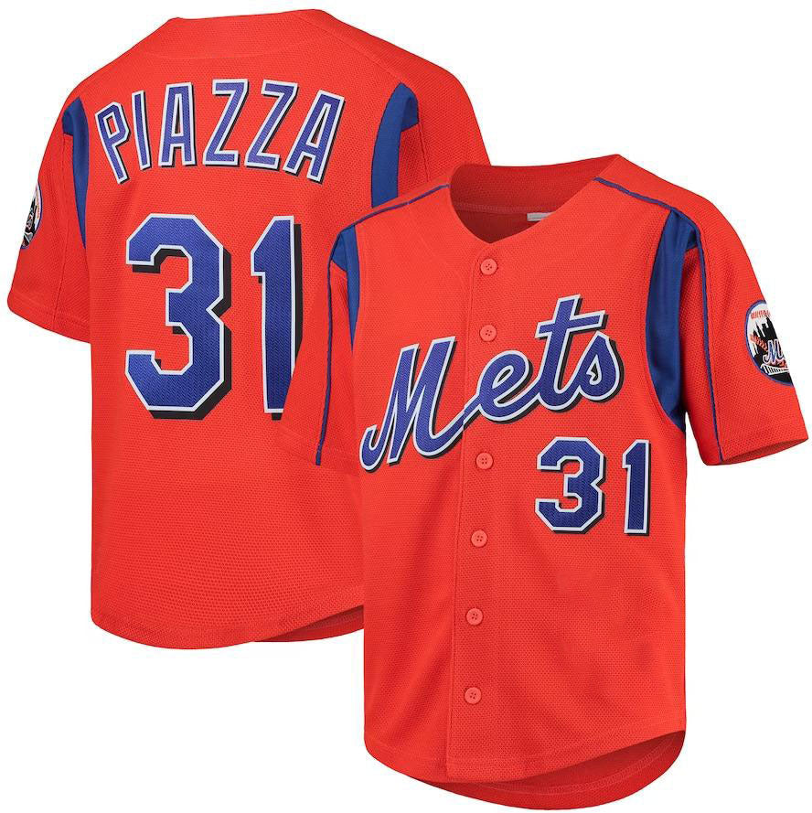 New York Mets #31 Mike Piazza Orange Youth Cooperstown Collection Mesh Batting Practice Jersey Baseball Jerseys