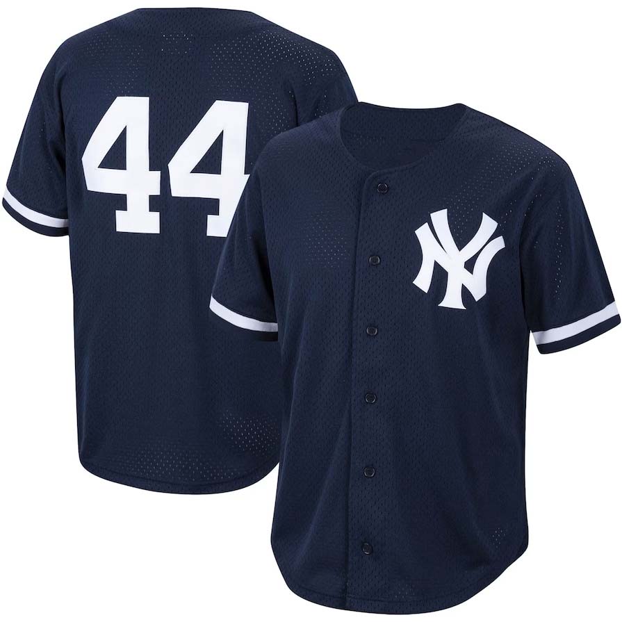 New York Yankees #44 Reggie Jackson Cooperstown Collection Mesh Batting Practice Button-Up Jersey - Navy Stitches Baseball Jerseys
