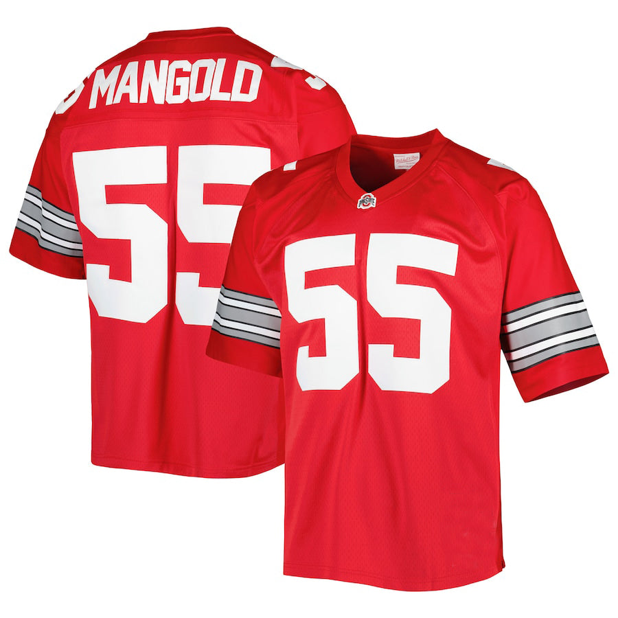 O.State Buckeyes #55 Nick Mangold Authentic Jersey Scarlet Football Jersey Stitched American College Jerseys