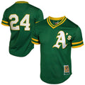 Oakland Athletics #24 Rickey Henderson Green 1991 Cooperstown Mesh Batting Practice Jersey Baseball Jerseys