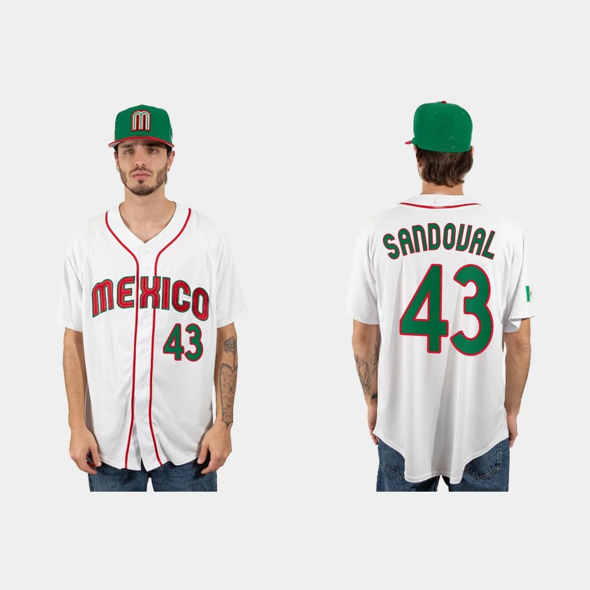 #43 PATRICK SANDOVAL MEXICO BASEBALL 2023 WORLD BASEBALL CLASSIC JERSEYC WHITE Stitches Baseball Jerseys