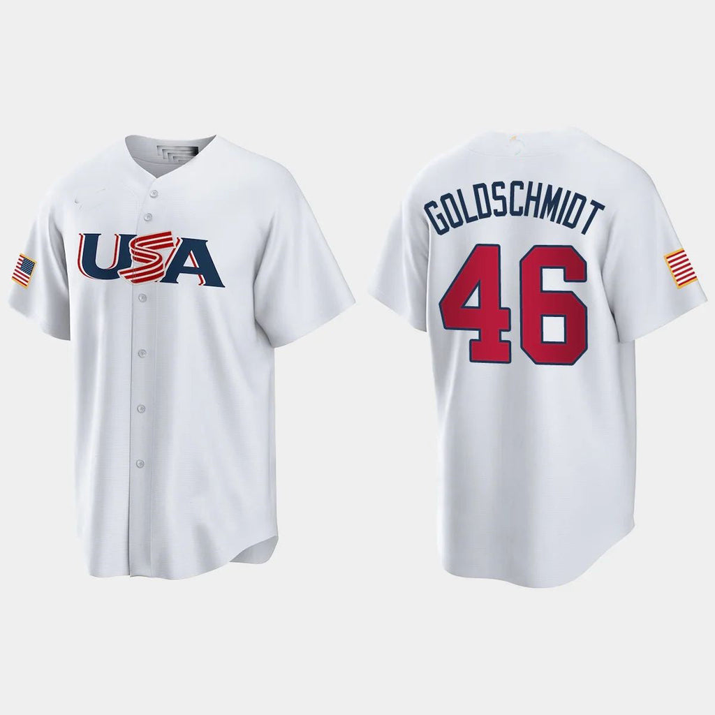 #46 PAUL GOLDSCHMIDT ST. LOUIS CARDINALS 2023 WORLD BASEBALL CLASSIC USA REPLICA JERSEYC WHITE Stitches Baseball Jerseys