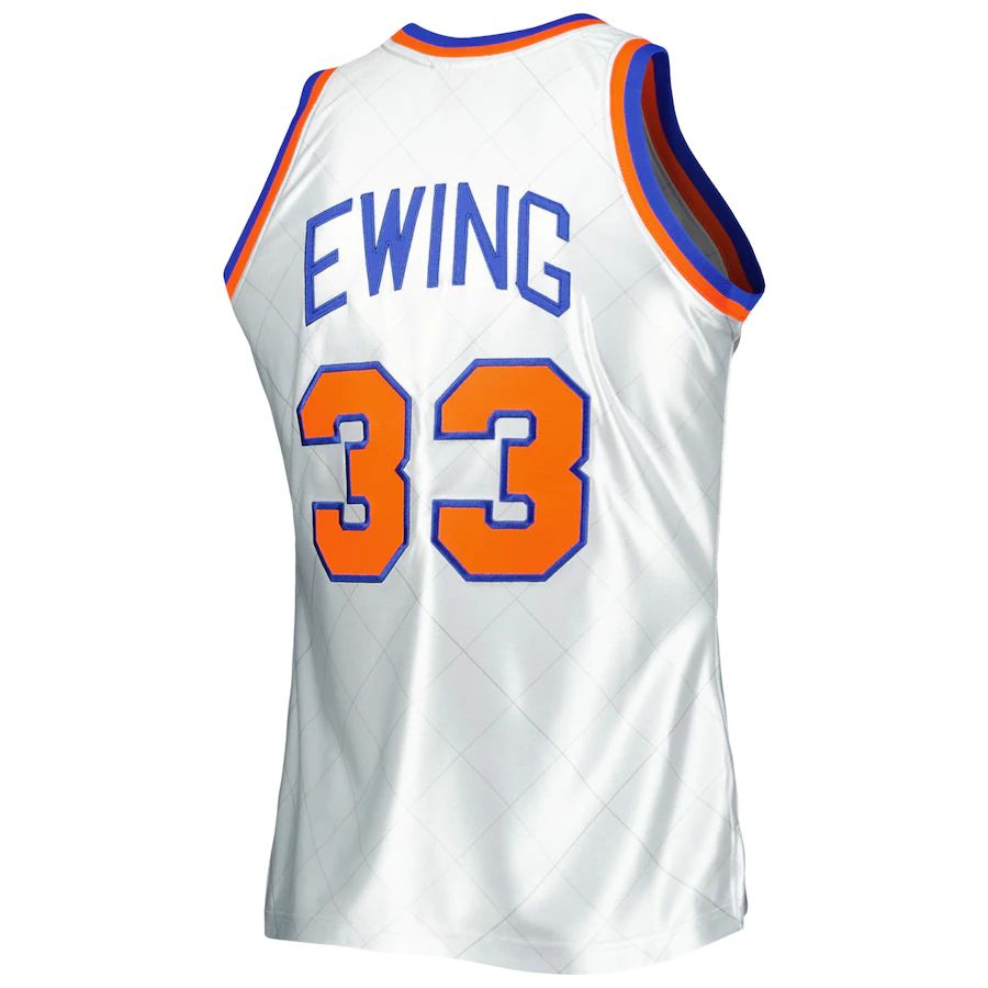 NY.Knicks #33 Patrick Ewing 1985-86 Hardwood Classics 75th Anniversary Swingman Jersey Platinum Stitched American Basketball Jersey