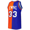 NY.Knicks #33 Patrick Ewing Hardwood Classics 1991-92 Split Swingman Jersey BlueOrange Stitched American Basketball Jersey