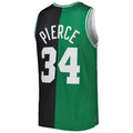 B.Celtics #34 Paul Pierce Hardwood Classics 2007-08 Split Swingman Jersey Black Kelly Green Stitched American Basketball Jersey
