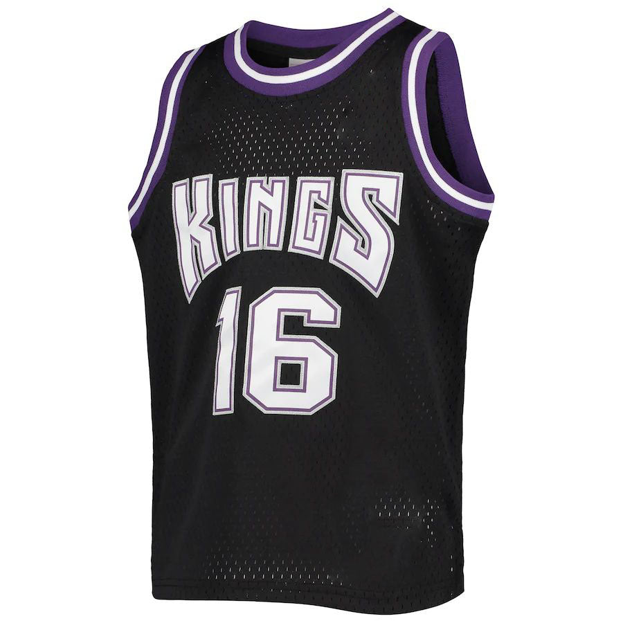 S.Kings #16 Peja Stojakovic  Hardwood Classics Swingman Jersey Black Stitched American Basketball Jersey