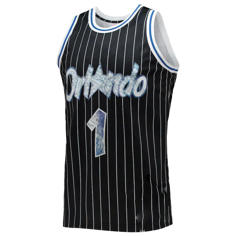 O.Magic #1 Penny Hardaway 1996-97 Hardwood Classics 75th Anniversary Diamond Swingman Jersey Black Stitched American Basketball Jersey