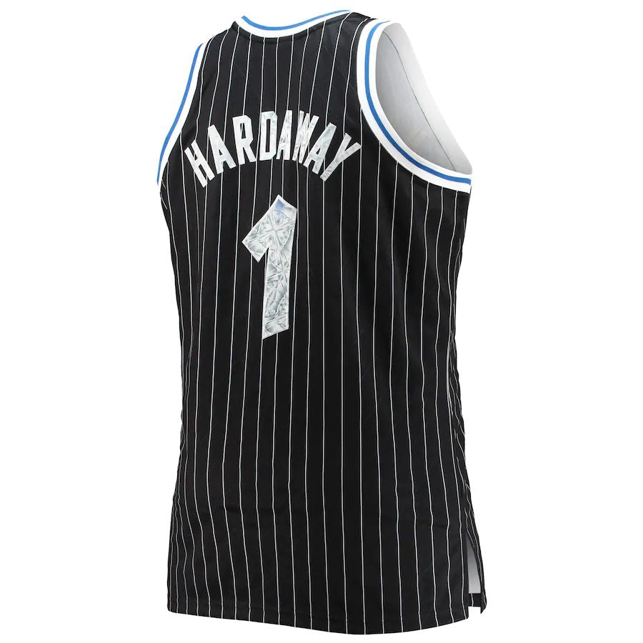 O.Magic #1 Penny Hardaway Big & Tall 1994-95  75th Anniversary Diamond Swingman Jersey Black Stitched American Basketball Jersey
