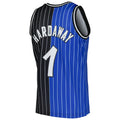 O.Magic #1 Penny Hardaway Hardwood Classics 1994-95 Split Swingman Jersey BlueBlack Stitched American Basketball Jersey