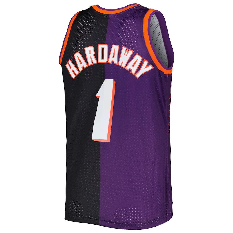 P.Suns #1 Penny Hardaway Hardwood Classics 1999-00 Split Swingman Jersey Purple-Black Stitched American Basketball Jersey