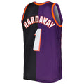 P.Suns #1 Penny Hardaway Hardwood Classics 1999-00 Split Swingman Jersey Purple-Black Stitched American Basketball Jersey