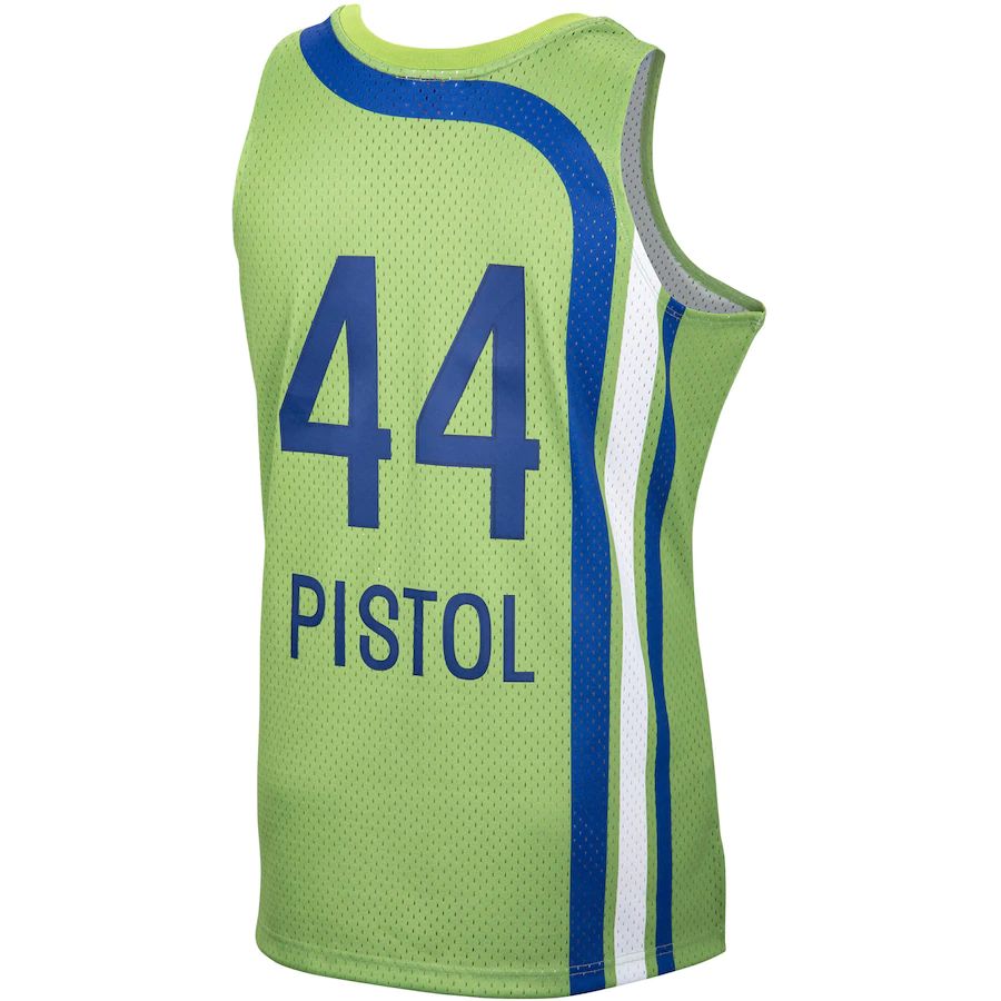A.Hawks #44 Pete Maravich 1976-77 Hardwood Classics Swingman Jersey Green Stitched American Basketball Jersey