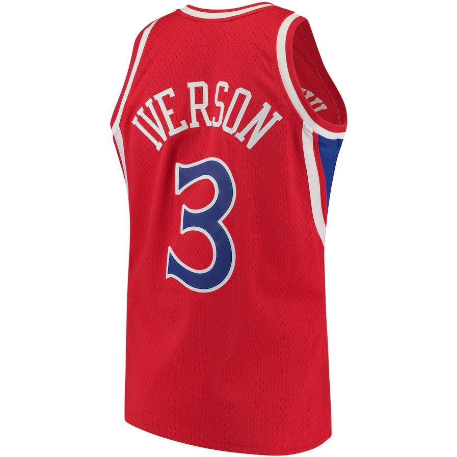 PH.76ers #3 Allen Iverson 1996-97 Hardwood Classics Swingman Jersey - Red Stitched American Basketball Jersey
