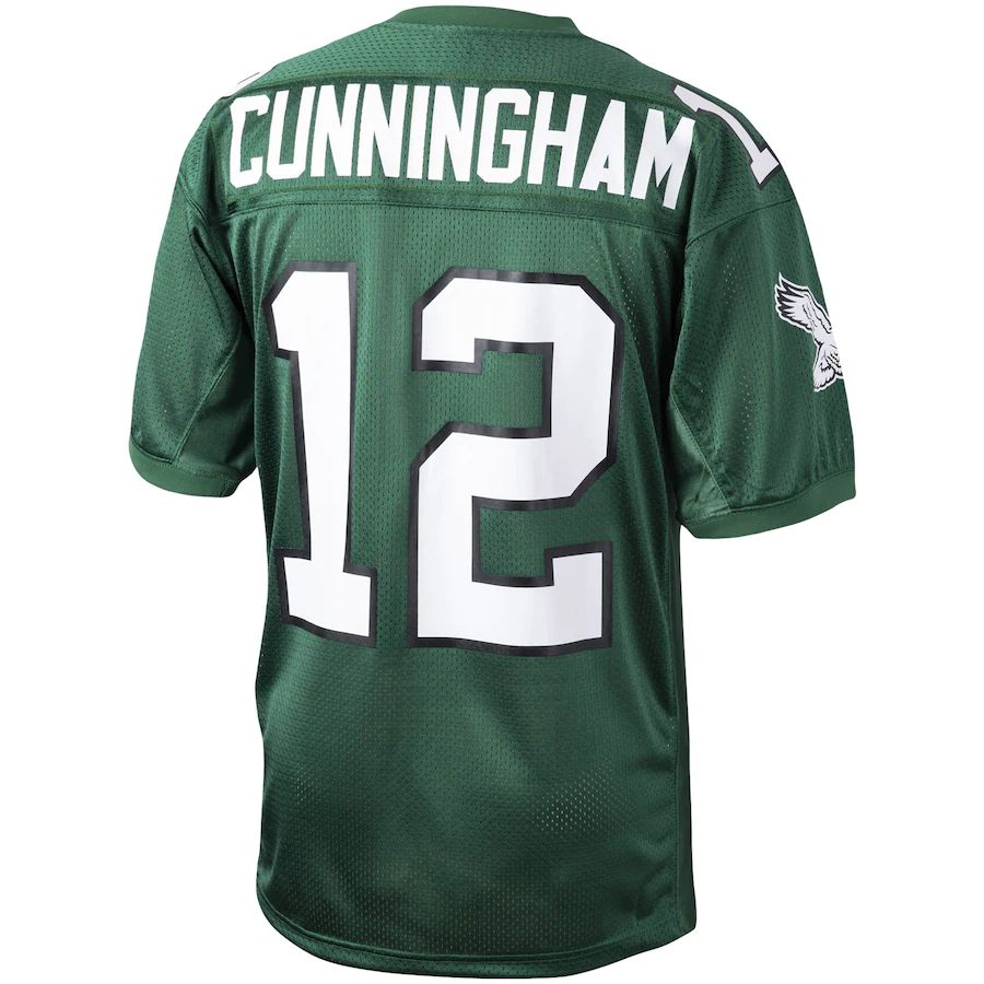 P.Eagles #12 Randall Cunningham Kelly Green 1992 Authentic Throwback Retired Player Jersey Stitched American Football Jerseys