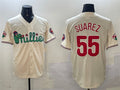 Philadelphia Phillies #55 Ranger Surez Cream Phanatic Limited Stitched Baseball Jersey