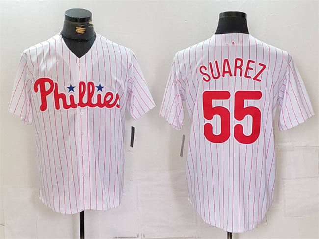 Philadelphia Phillies #55 Ranger Surez White Cool Base Stitched Baseball Jersey