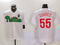 Philadelphia Phillies #55 Ranger Surez White Green Cool Base Stitched Baseball Jersey
