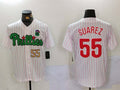 Philadelphia Phillies #55 Ranger Surez White Green Cool Base Stitched Baseball Jersey