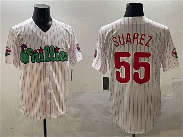 Philadelphia Phillies #55 Ranger Surez White Phanatic Cool Base Stitched Baseball Jersey