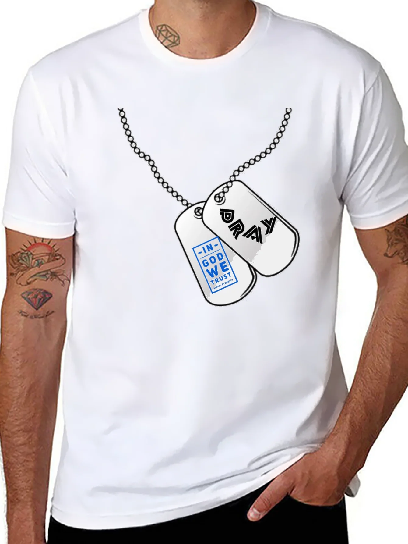 Pray Dog Tag Graphic T-Shirt