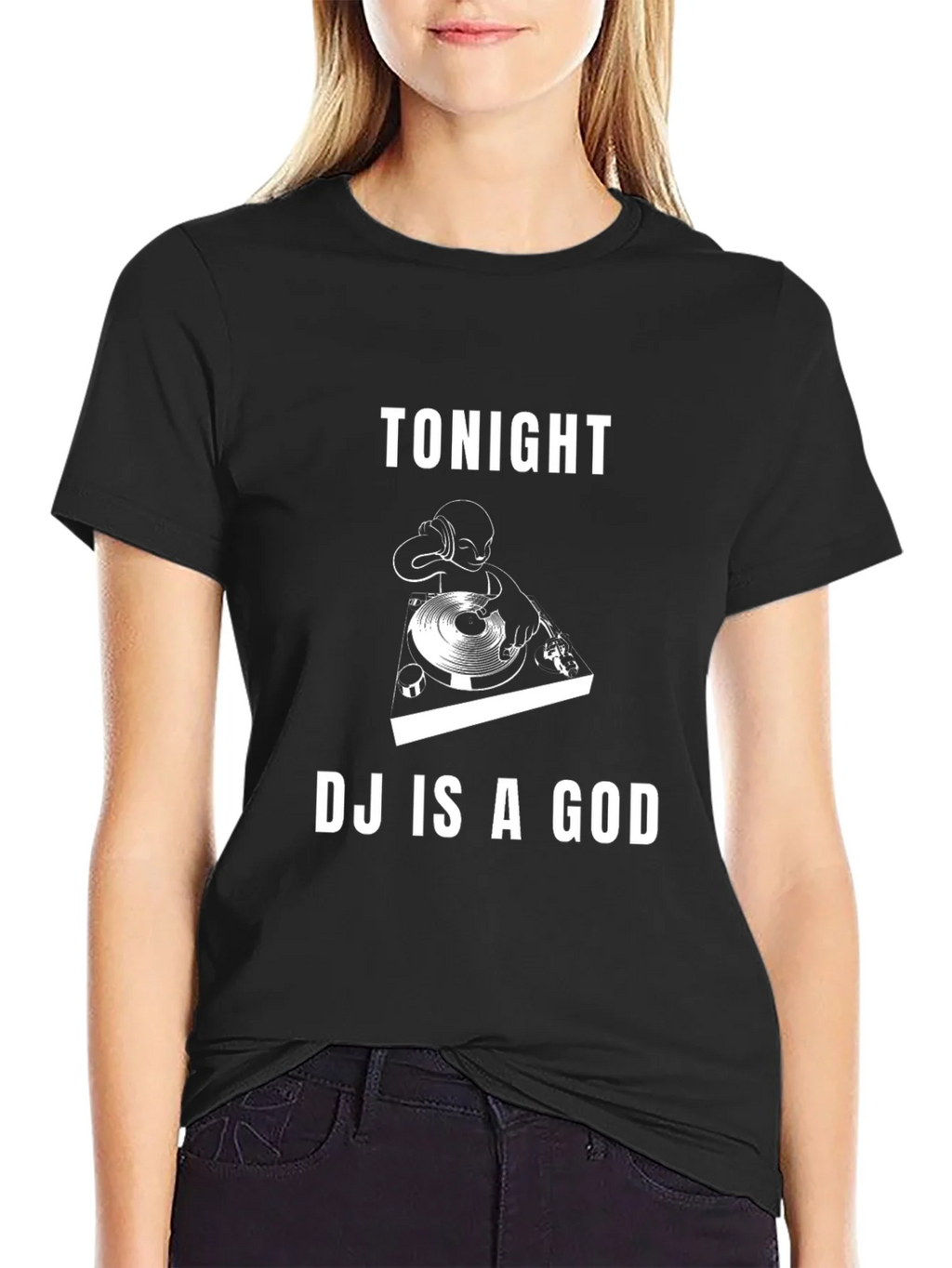 Tonight DJ Is A God Black Graphic Tee