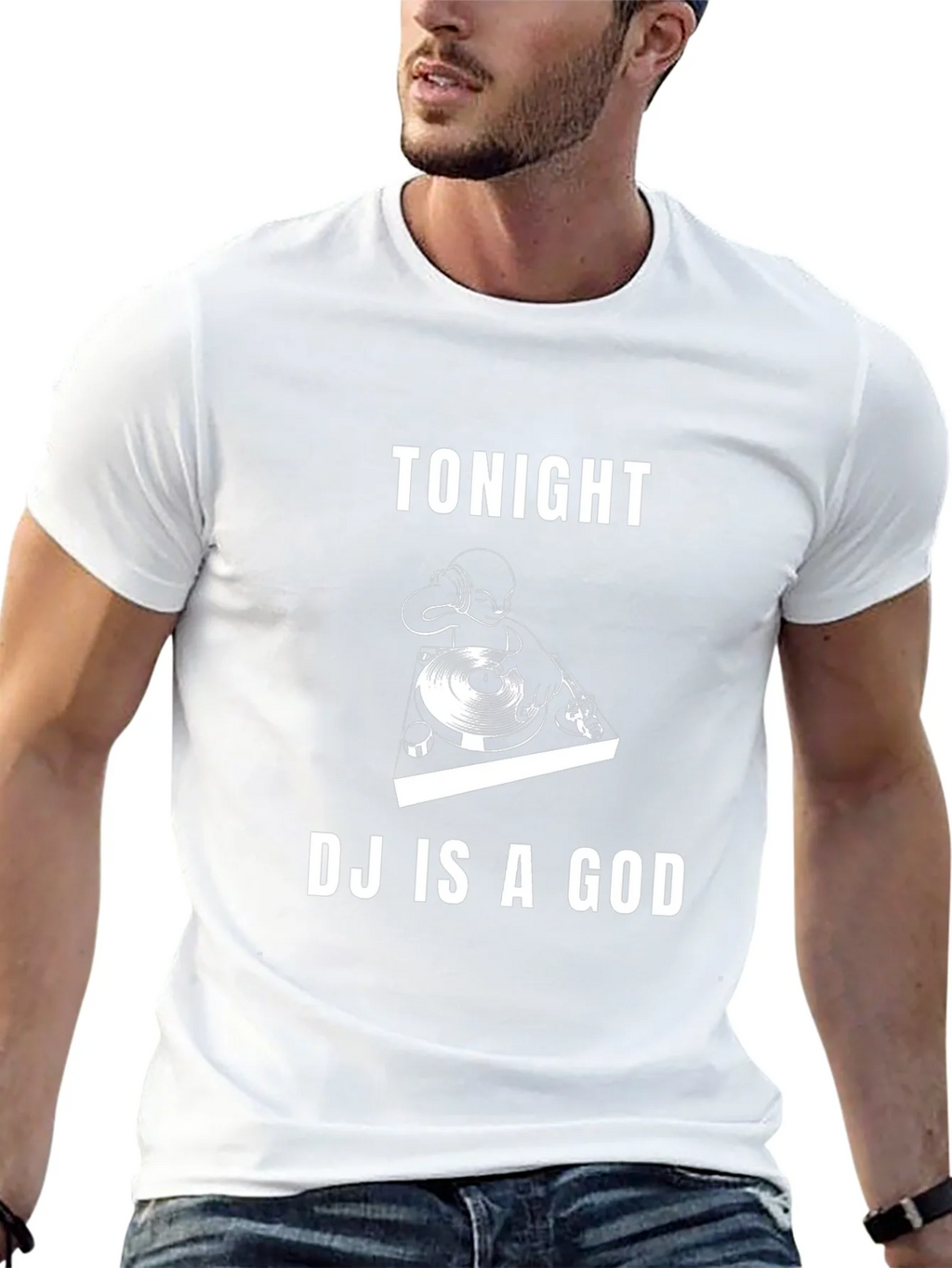 Tonight DJ Is A God Black Graphic Tee