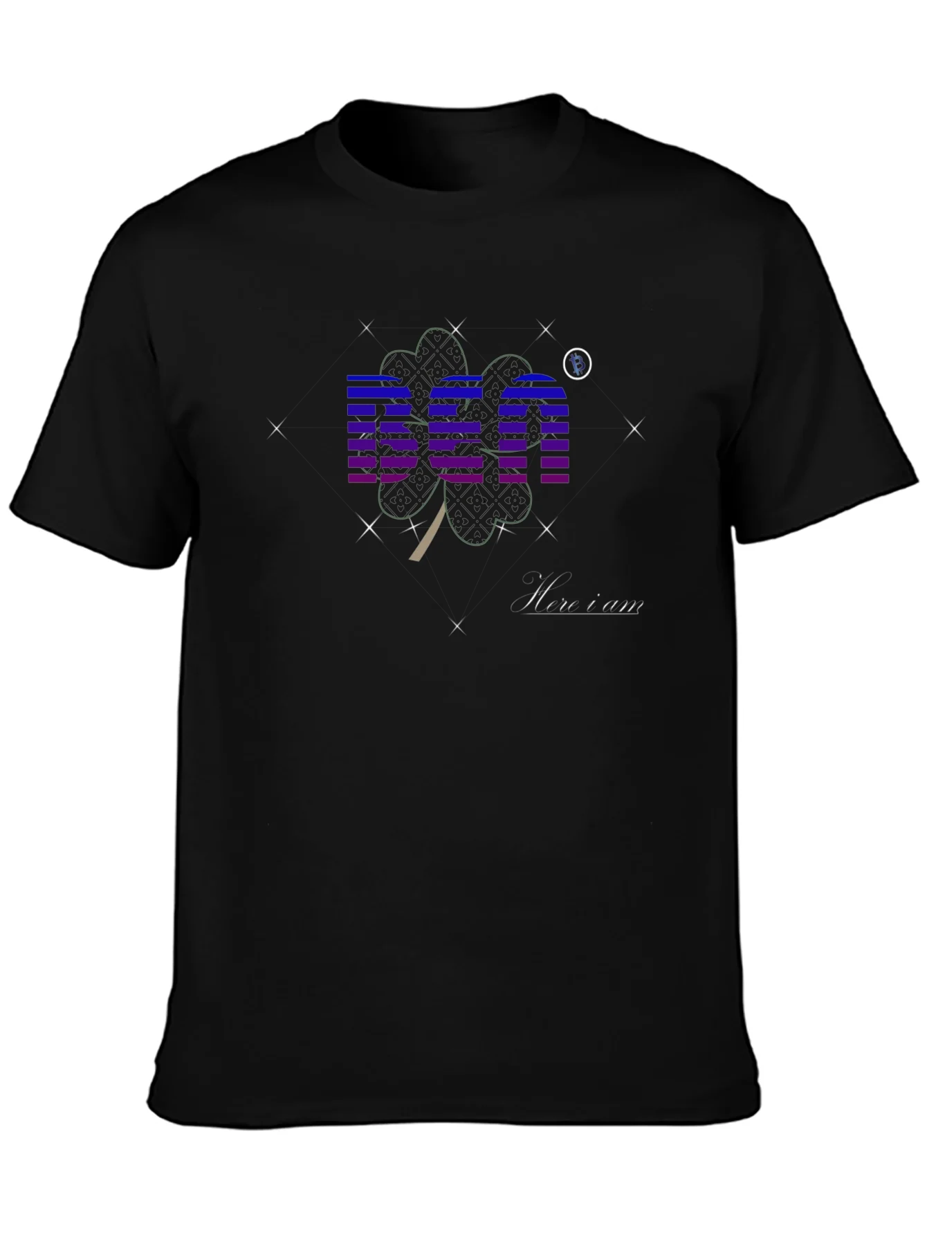 Black Graphic T-Shirt with BEA & Shamrock Design