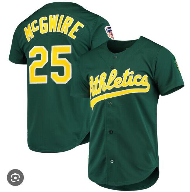 Oakland Athletics #25 Mark McGwire 1997 Cooperstown Collection Authentic Jersey - Green Baseball Jerseys