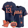 Atlanta Braves #13 Ronald Acua Jr. NavyThe Big Peach Vapor Stitches Baseball Jersey