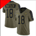 NO.Saints #18 Spencer Rattler Olive Game Player Jersey Stitched American Football Jerseys