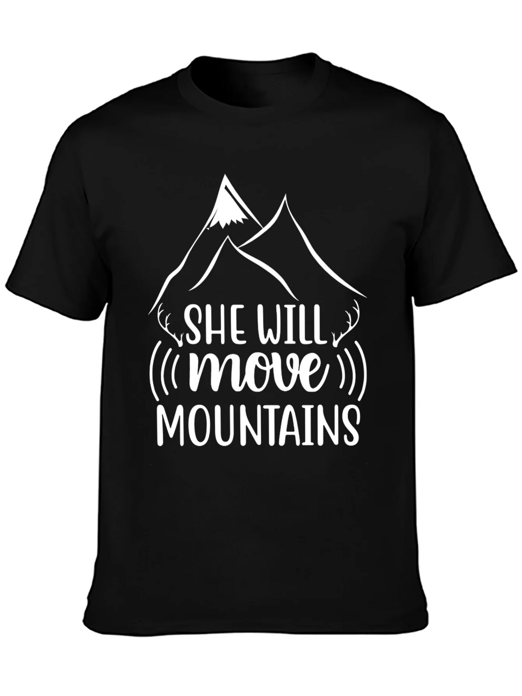 She Will Move Mountains Black Graphic T-Shirt