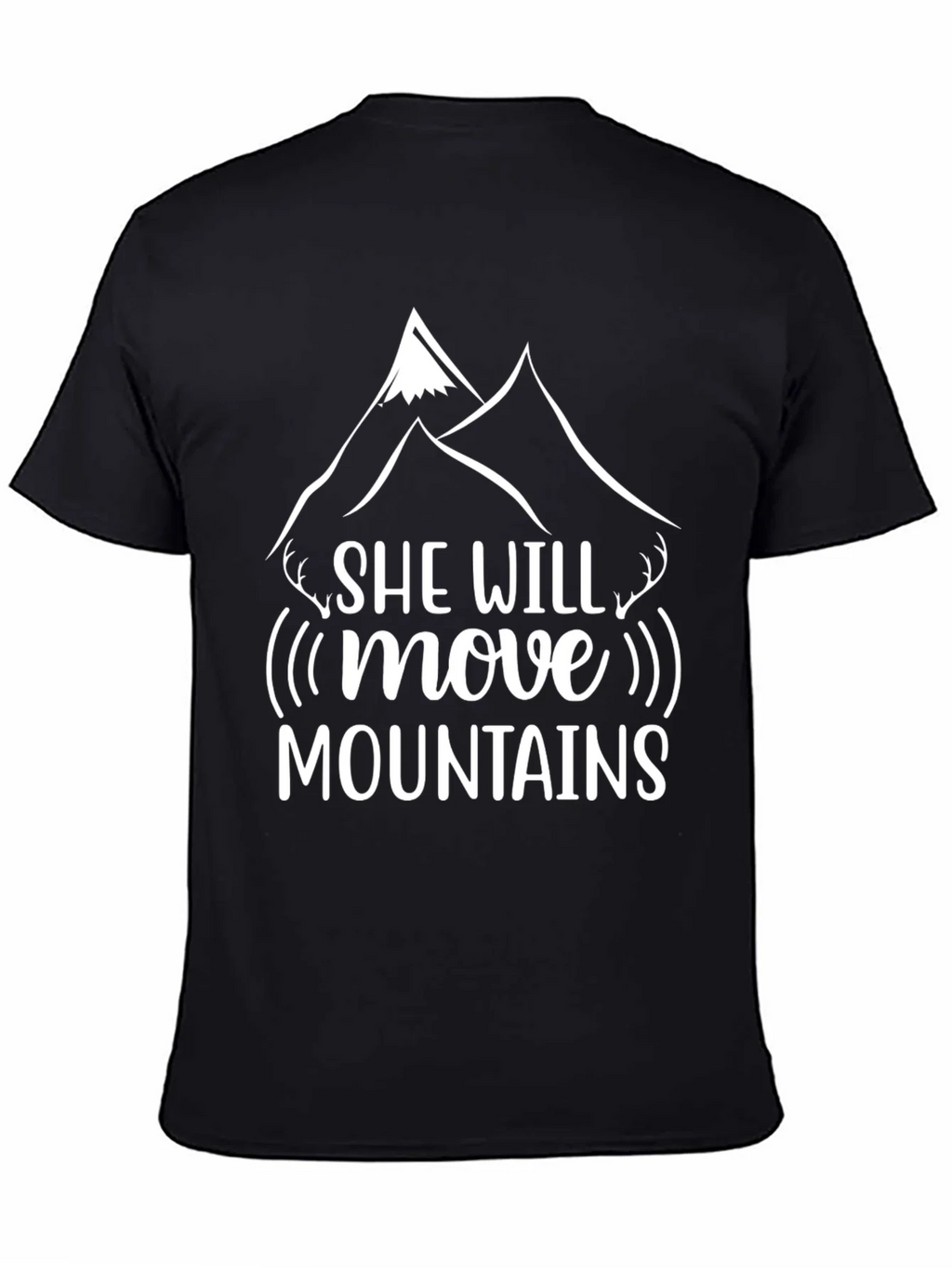 She Will Move Mountains Black Graphic T-Shirt