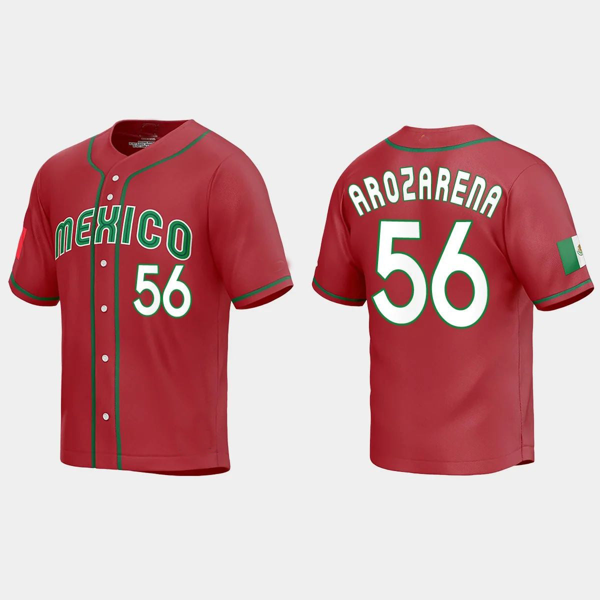 #56 RANDY AROZARENA MEXICO BASEBALL 2023 WORLD BASEBALL CLASSIC REPLICA JERSEY C RED Stitches Baseball Jerseys