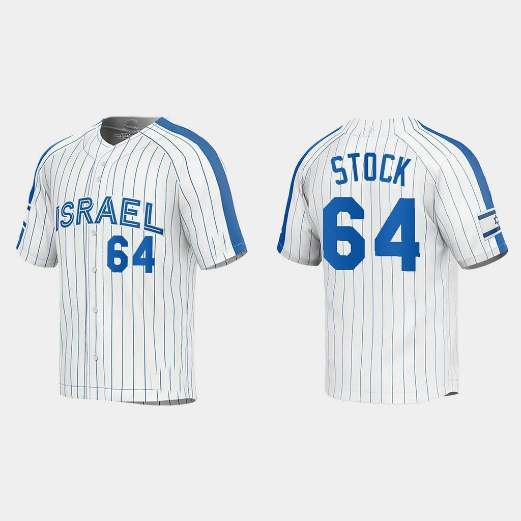 #64 ROBERT STOCK ISRAEL BASEBALL 2023 WORLD BASEBALL CLASSIC JERSEYC WHITE Stitches Baseball Jerseys